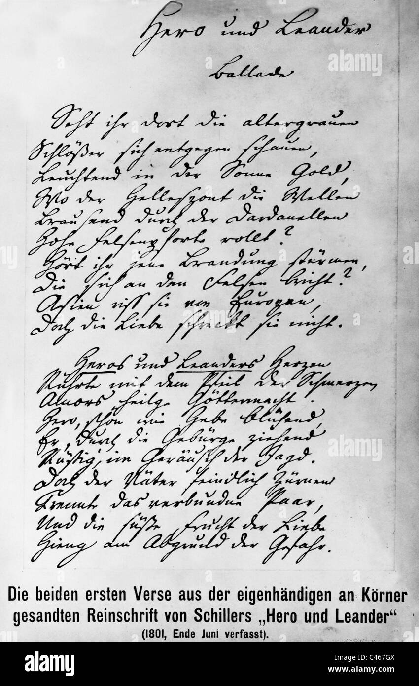 Original manuscript of Friedrich von Schiller Stock Photo