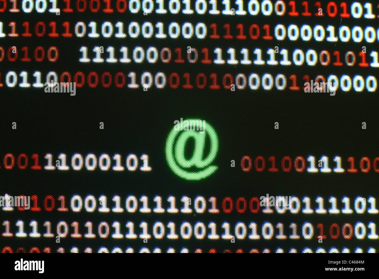 Computer screen with binary code Stock Photo - Alamy