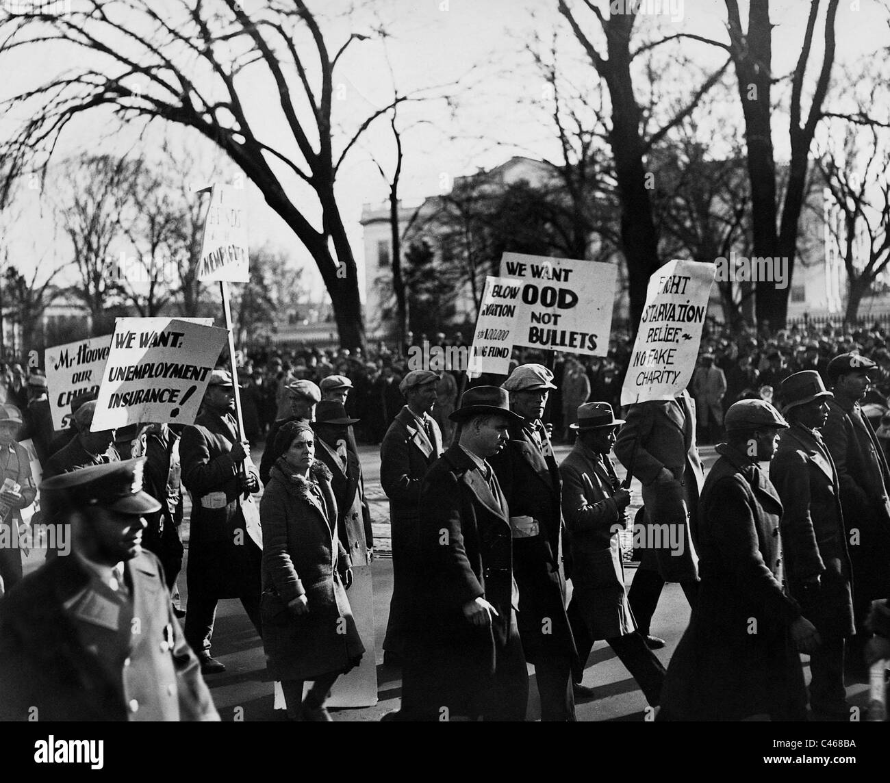 Unemployment demonstration during the Great Depression outside the White House, 1931 Stock Photo