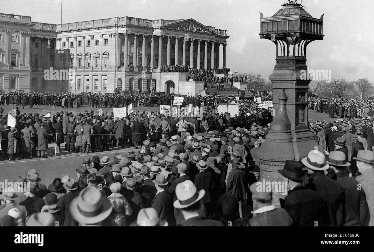 Unemployment demonstrations during the Great Depression, 1931 Stock Photo