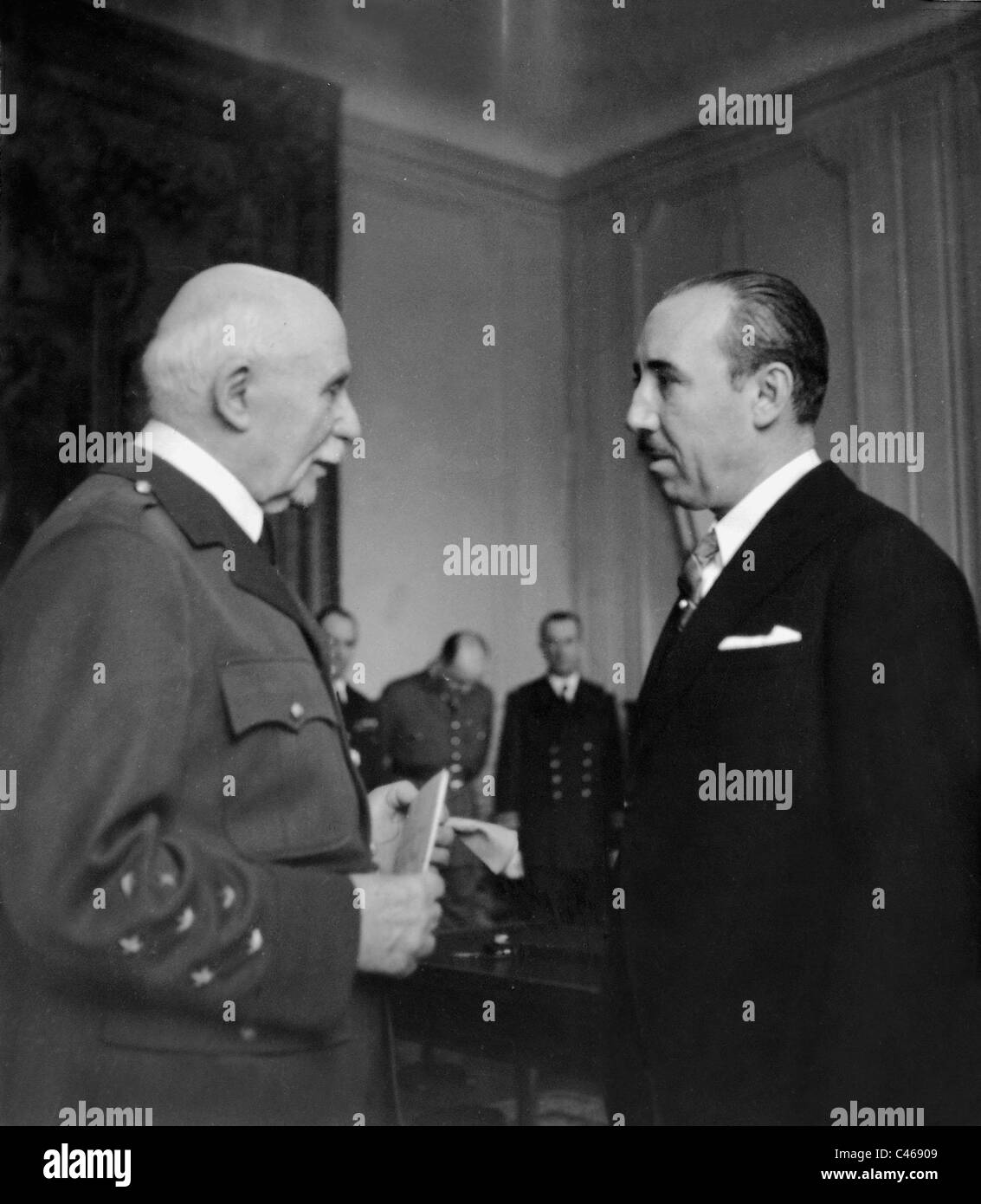 Henri Philippe Petain and Francisco Aquilaz Stock Photo