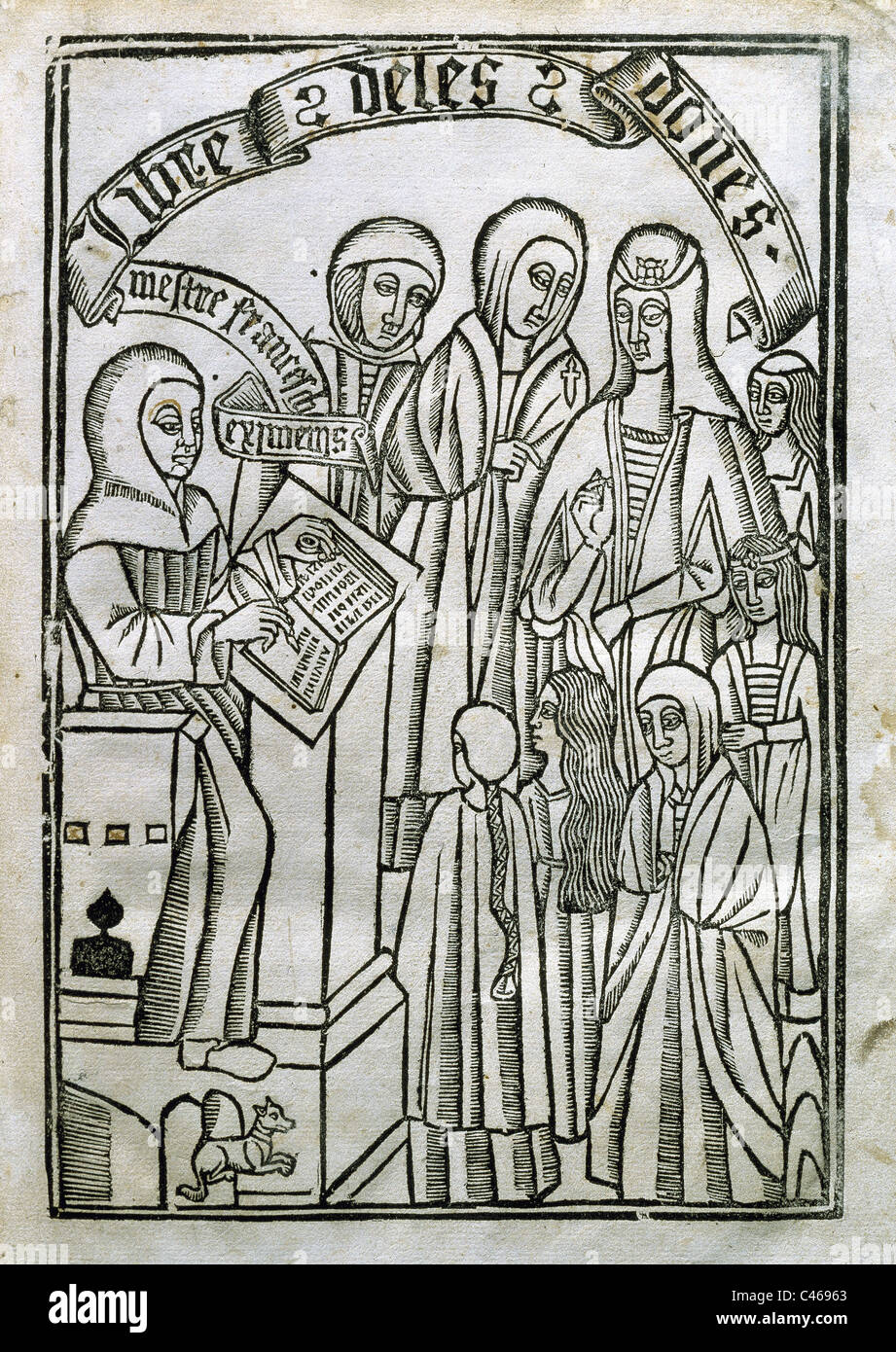 Francesc Eiximenis (c.1327-1409). Catalan Franciscan priest, encyclopedist and writer. Book of Women. Engraving. Stock Photo