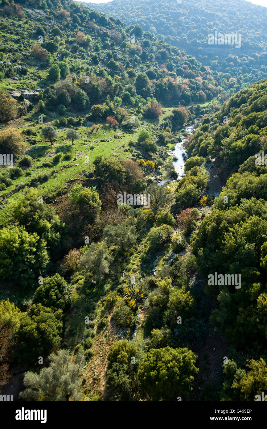 Aerial photograph of the Kaziv stream in the western Galilee Stock Photo