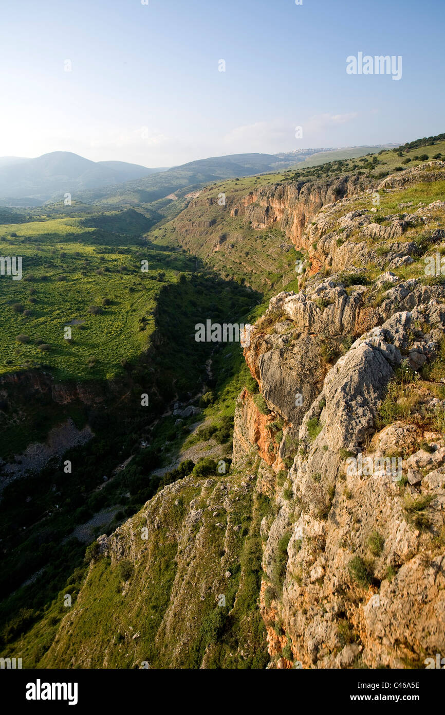 Aerial photograph of the Amud stream in the Galilee Stock Photo