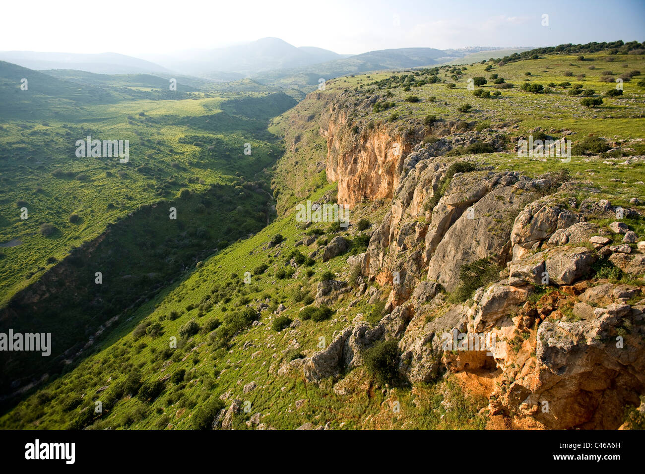 Aerial photograph of the Amud stream in the Galilee Stock Photo