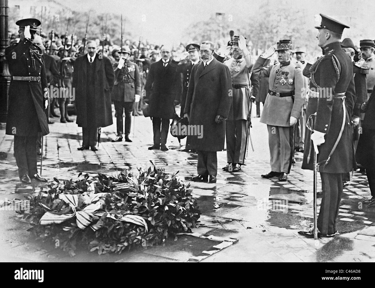 George v. and Ferdinand Foch in Paris, 1925 Stock Photo
