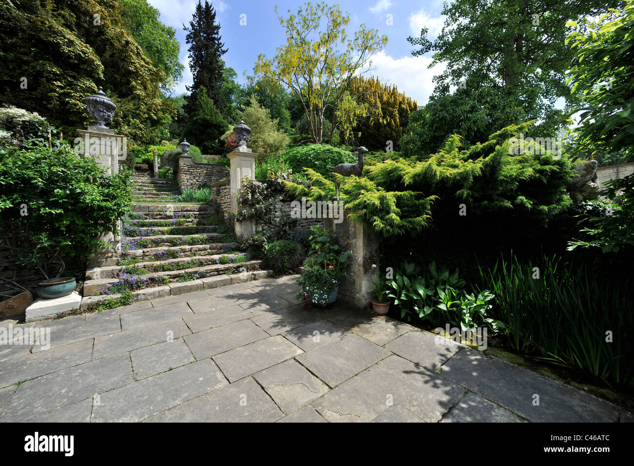Iford Manor & Gardens, Bradford-on-Avon, Wiltshire. Award winning Grade I Italianate garden. Stock Photo