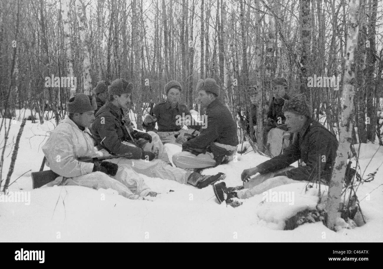 Finnish soldiers in winter warfare against the Soviet Union Stock Photo