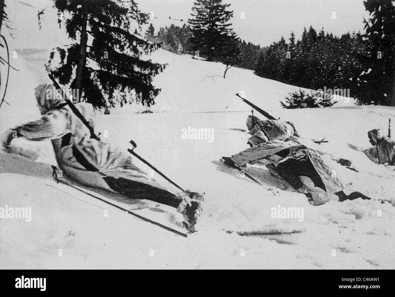Finnish ski patrol in the winter war against the Soviet Union Stock Photo