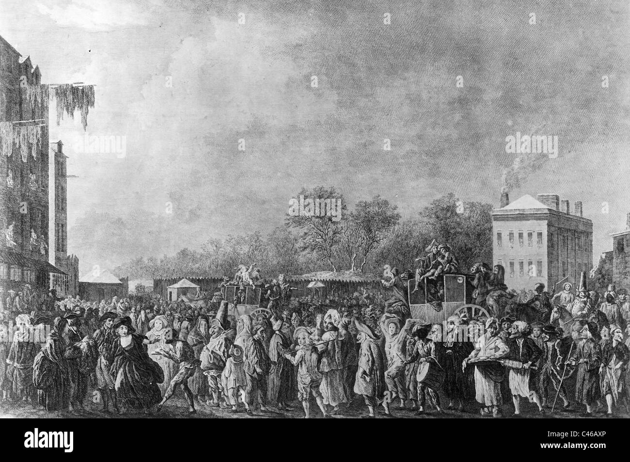Carnival in a Paris suburb in the 18th century Stock Photo