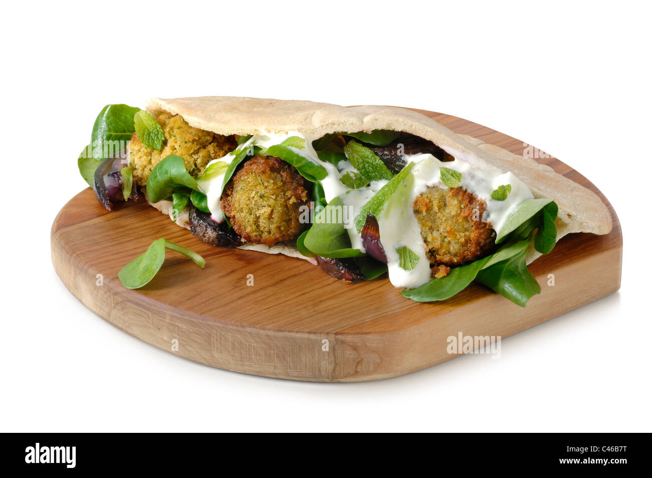 Falafel on a wooden plater. Stock Photo