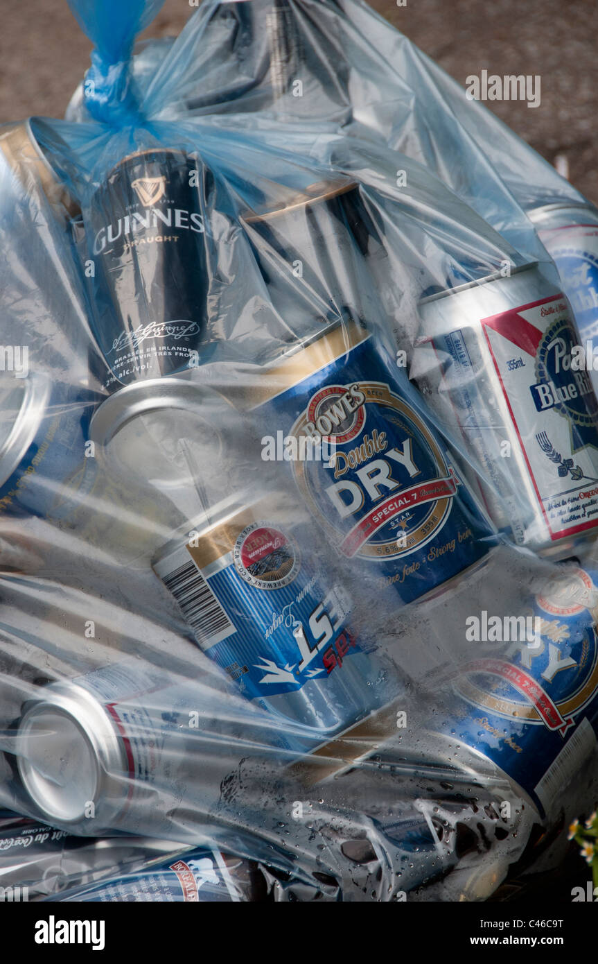 Beer cans for recycling Stock Photo Alamy