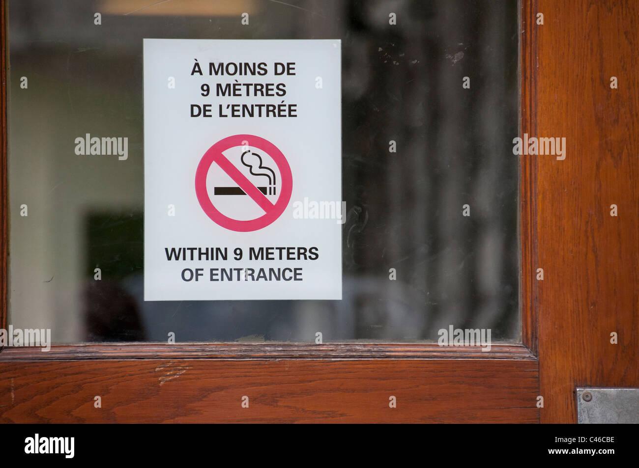 Bilingual sign : french and english Montreal Canada Stock Photo