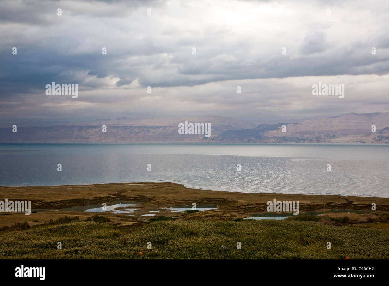 Photograph of the Dead sea in the winter Stock Photo