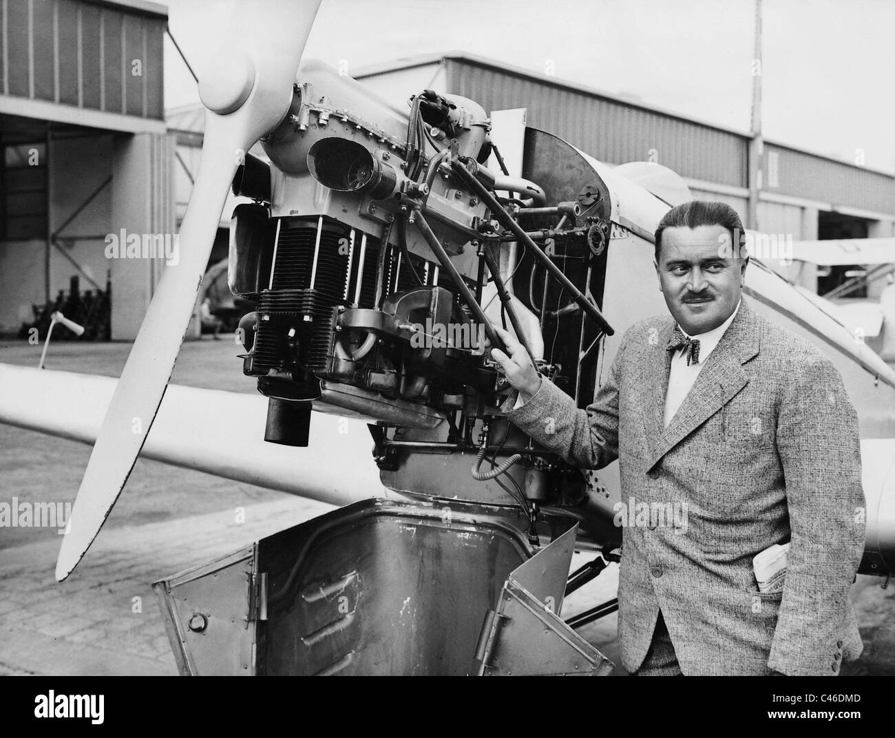 Hellmuth Hirth and his new motor 'H.M.60', 1931 Stock Photo