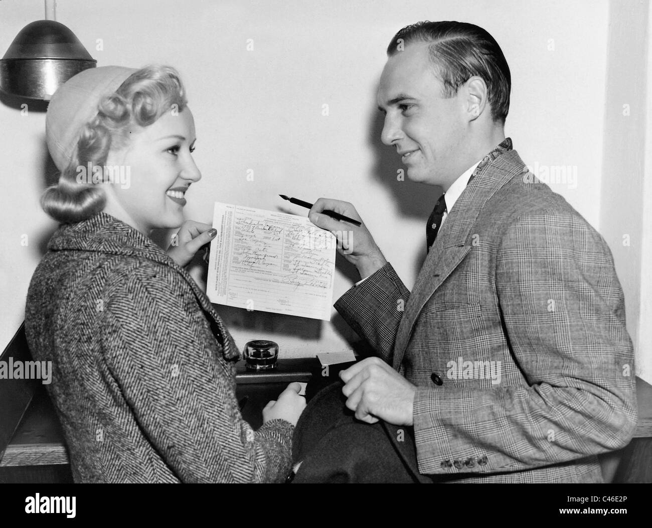 Betty Grable and Jackie Coogan, 1937 Stock Photo