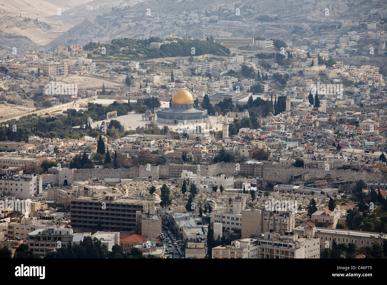 Aerial photograph of the old city of Jerusalem Stock Photo