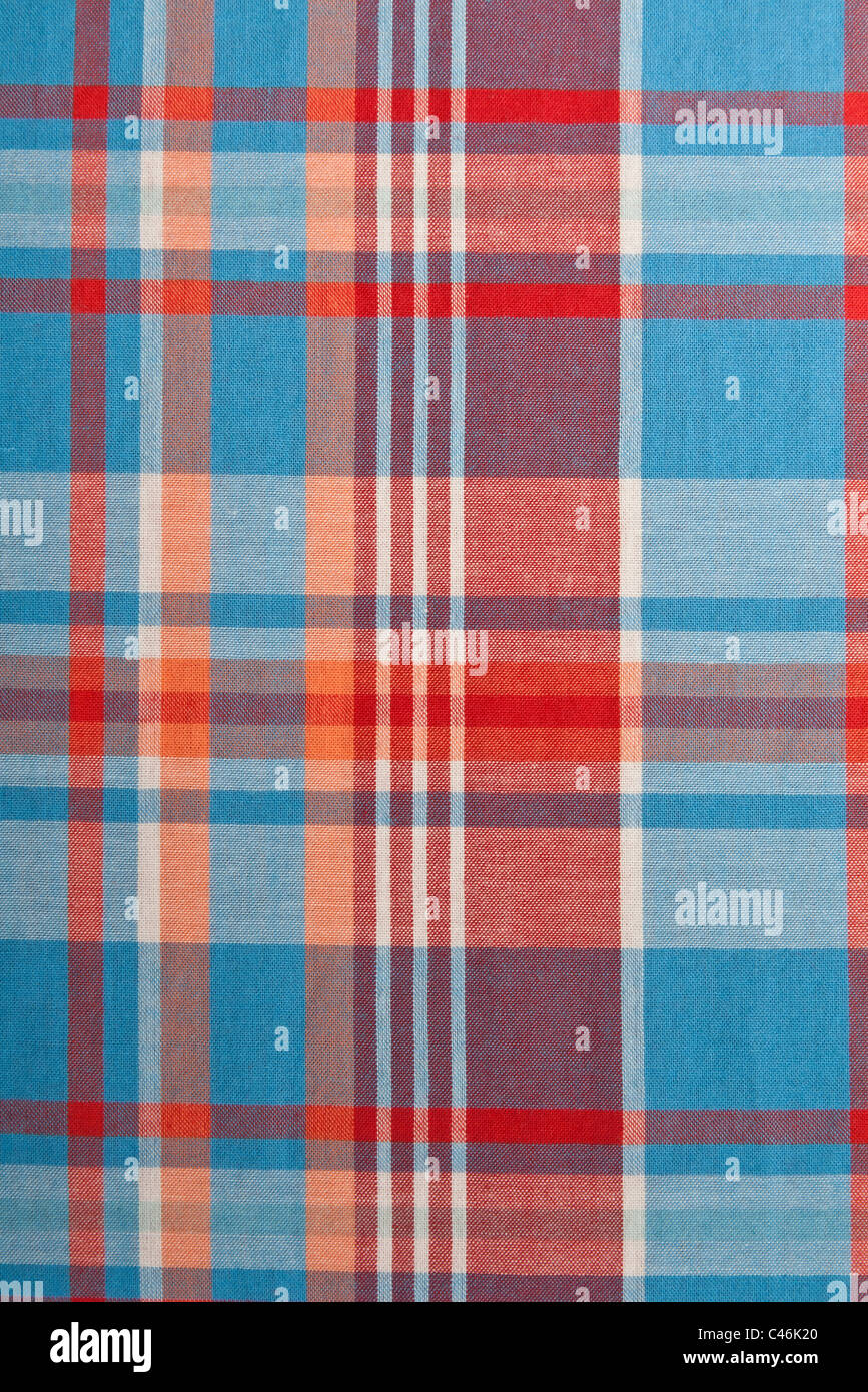 background of red and blue plaid fabric Stock Photo - Alamy