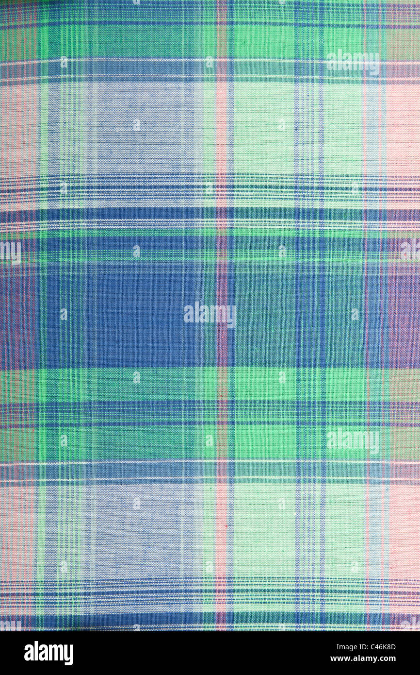 background of blue and green plaid fabric Stock Photo Alamy