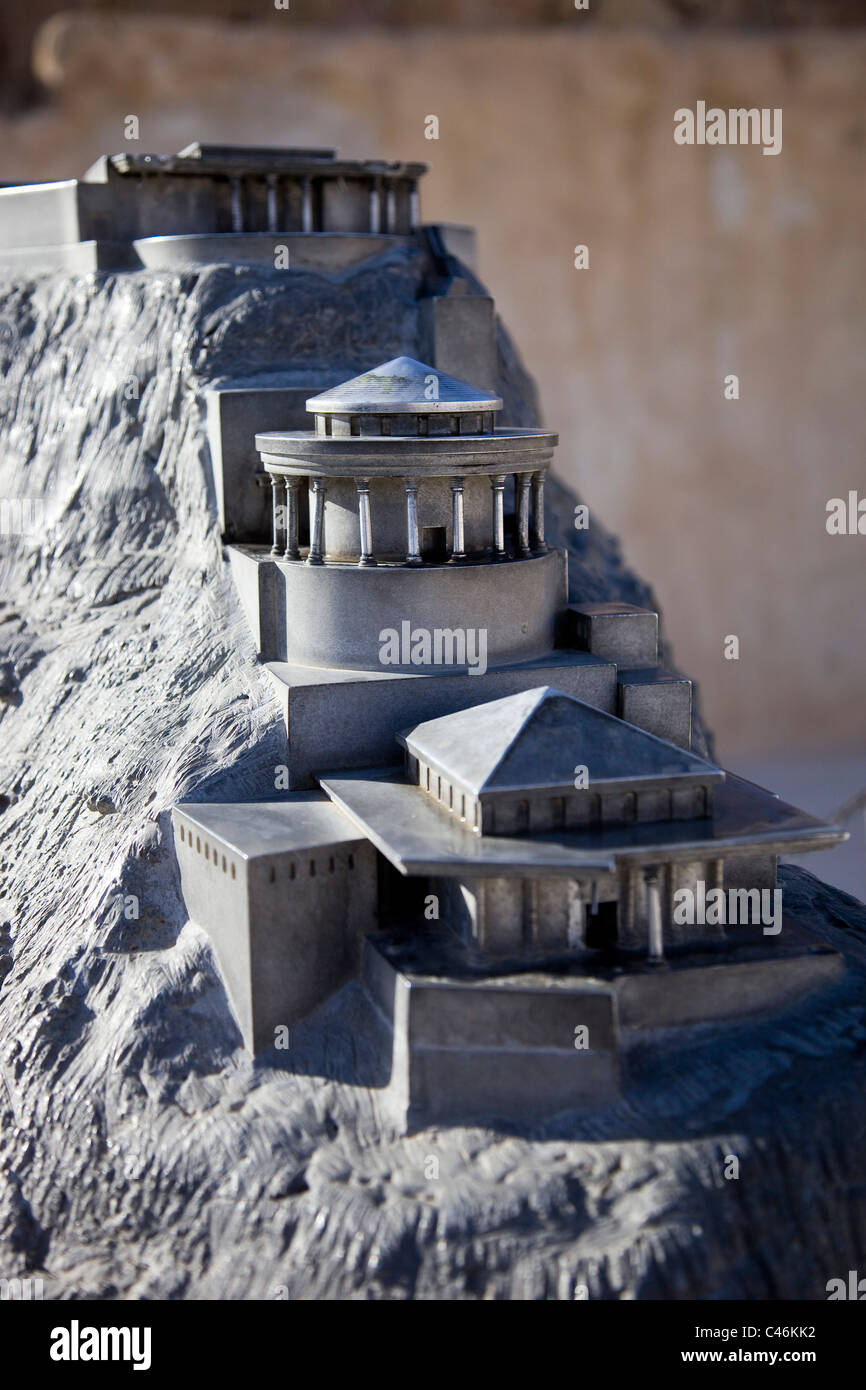 Closeup on a model of the northern palace built by Herod the great between 41 to 37 BC Stock Photo