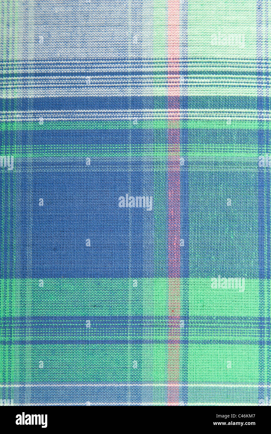 background of blue and green plaid fabric Stock Photo - Alamy