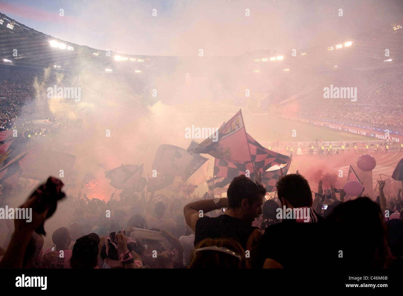 Fans of Palermo Football Club show their colors on game day