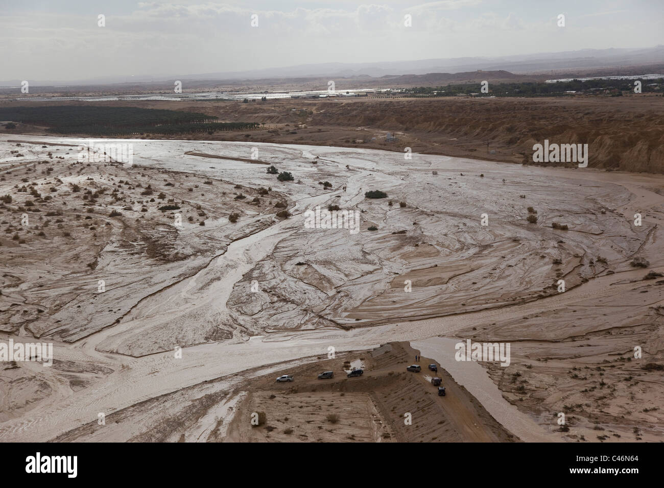Aerial photograph of the landscape of the flooded Arava Stock Photo
