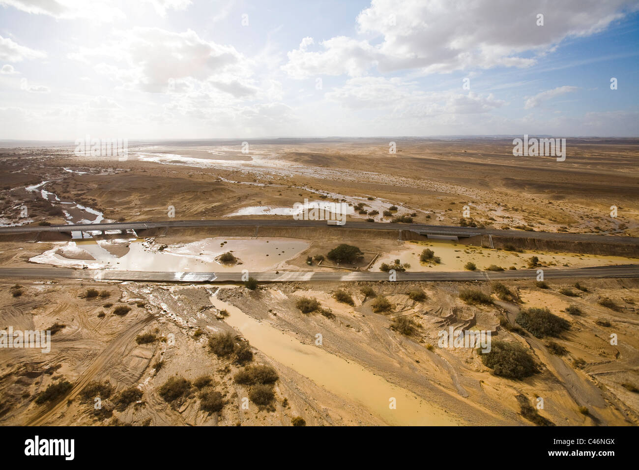 Aerial photograph of the floods in the Arava Stock Photo