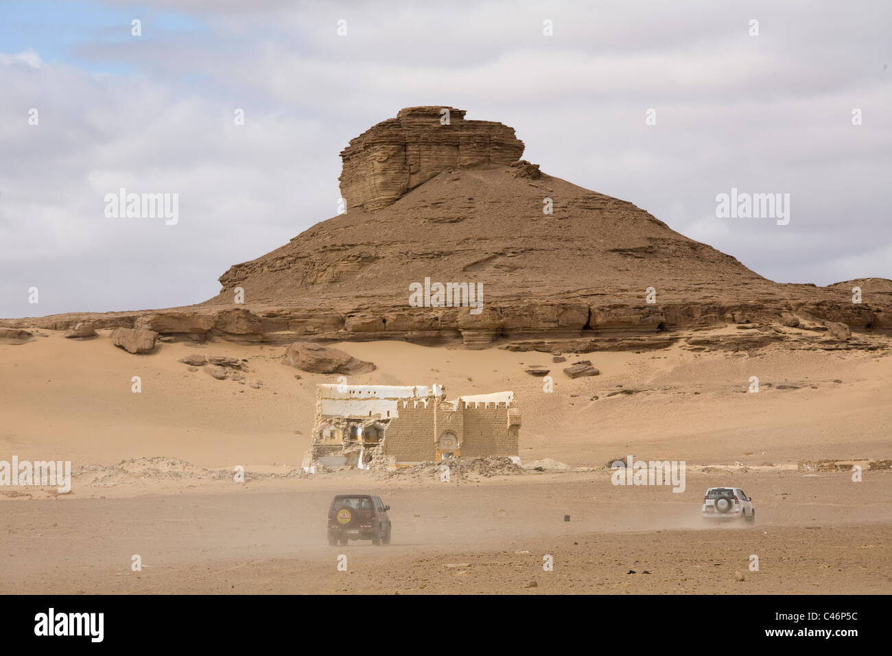 Photograph of an ancient castle in the Jordanian desert Stock Photo