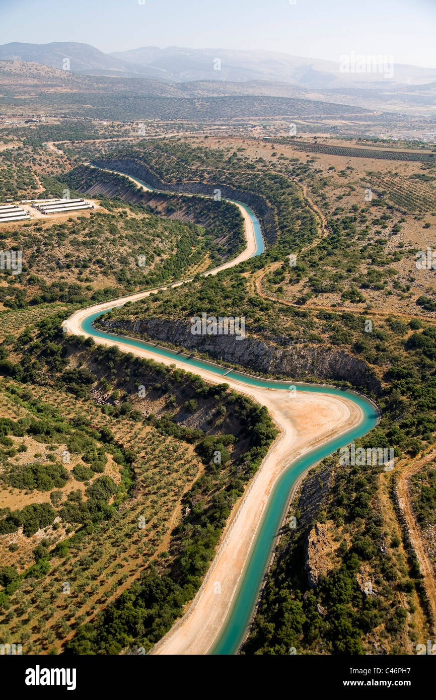 Aerial photograph of the National water carrier in the lower Galilee Stock Photo