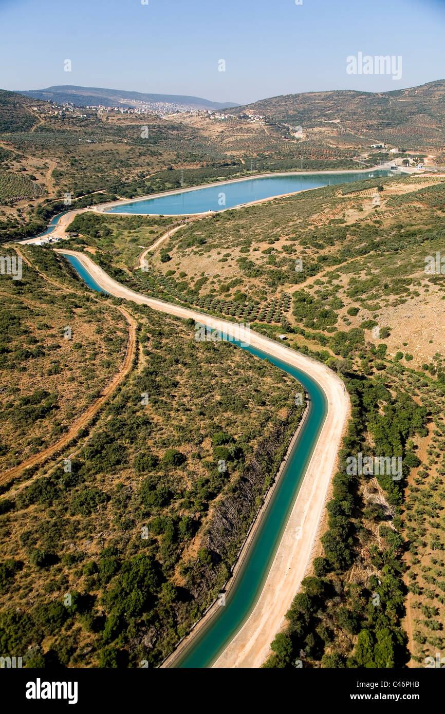 Aerial photograph of the National water carrier in the lower Galilee Stock Photo