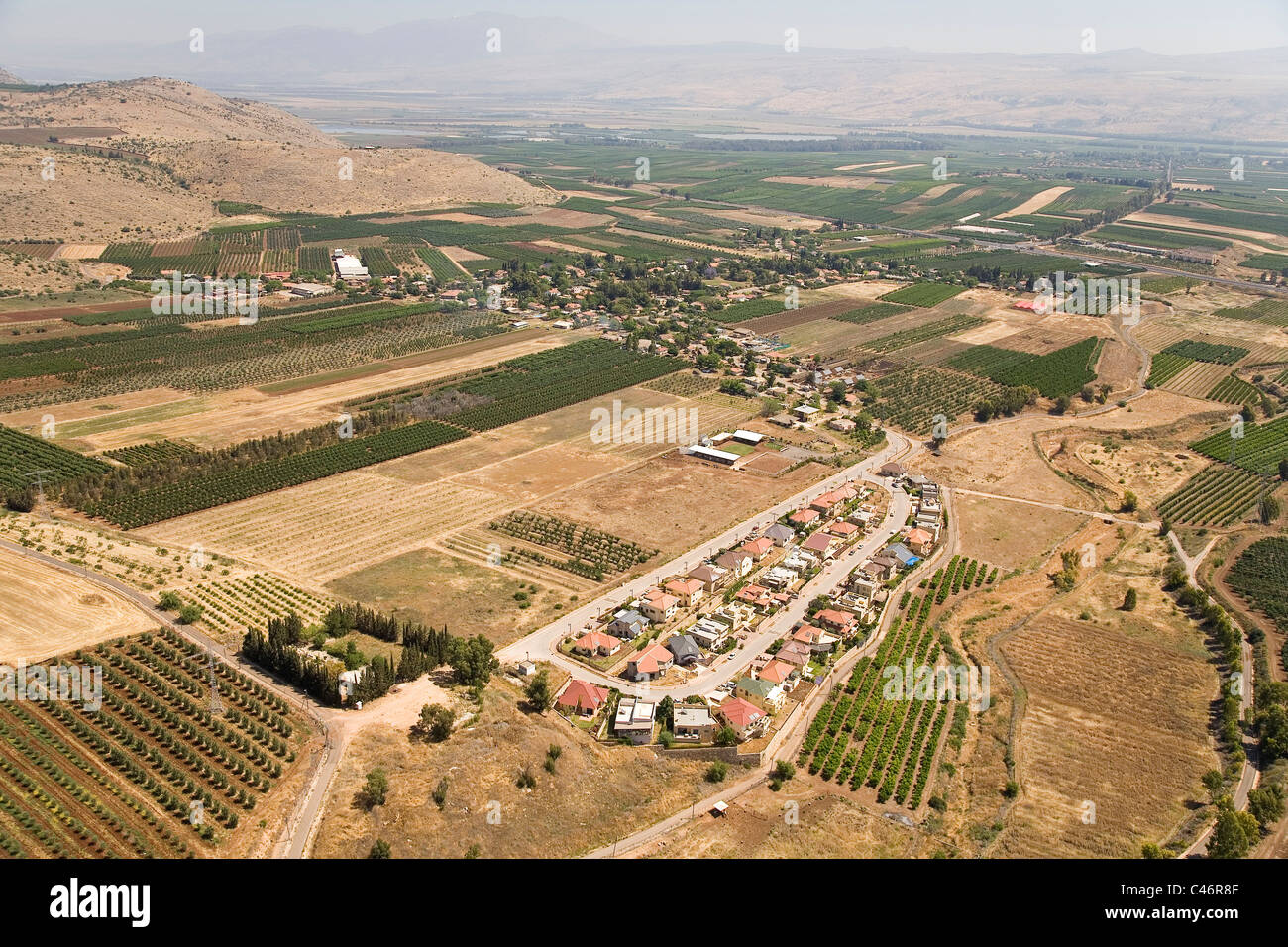 Aerial photograph of the village of Sde Eliezer in the Upper Galilee Stock Photo