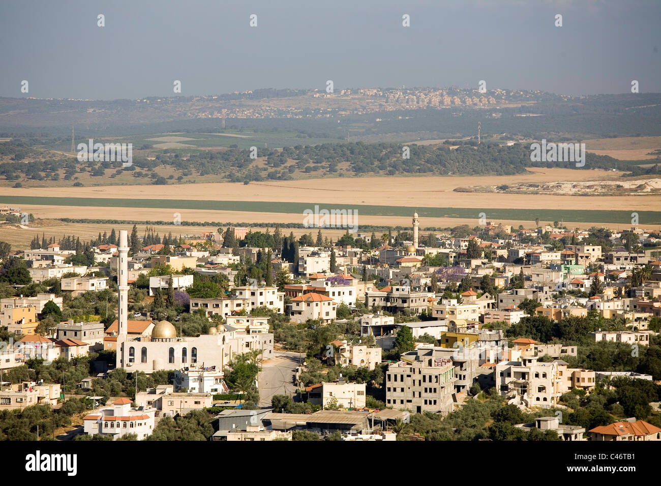 Aerial photograph of the arab village of Ara in wadi Ara Stock Photo