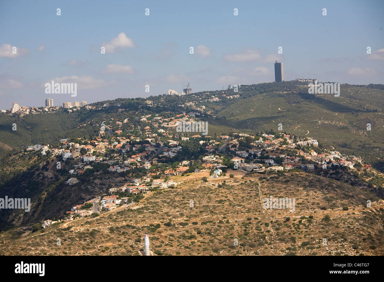 Aerial photograph of the arab village of Kababir in the southern entrance of Haifa Stock Photo