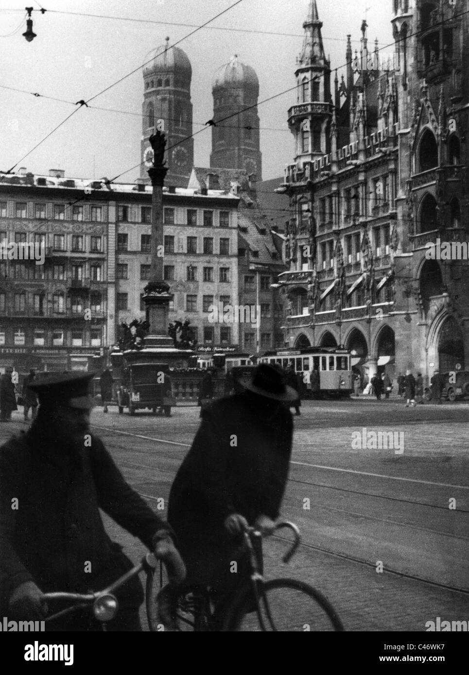 Towers of the Frauenkirche and the Neue Rathaus in Munich, 1931 Stock Photo