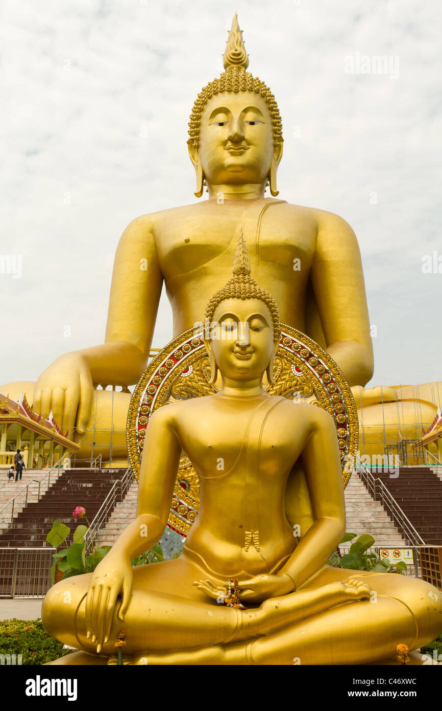 two large giant buddha statue at wat muang temple, thailand Stock Photo