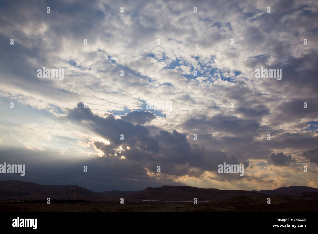 Photograph of the cloudy skies over the Dead Sea Stock Photo