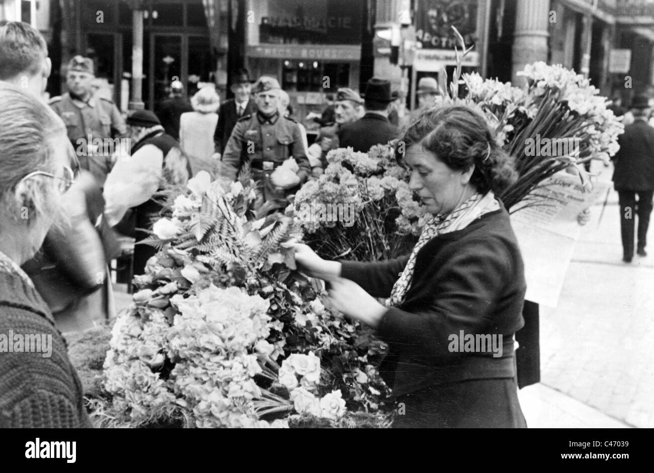 Second World War Western Front. French civil population dealing with