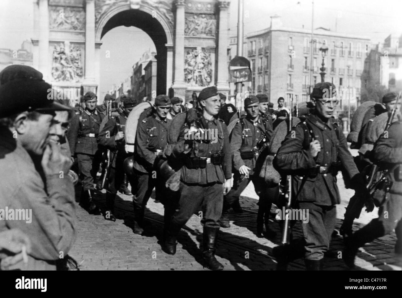 Second World War Western Front. Invasion of Axis troops in Southern