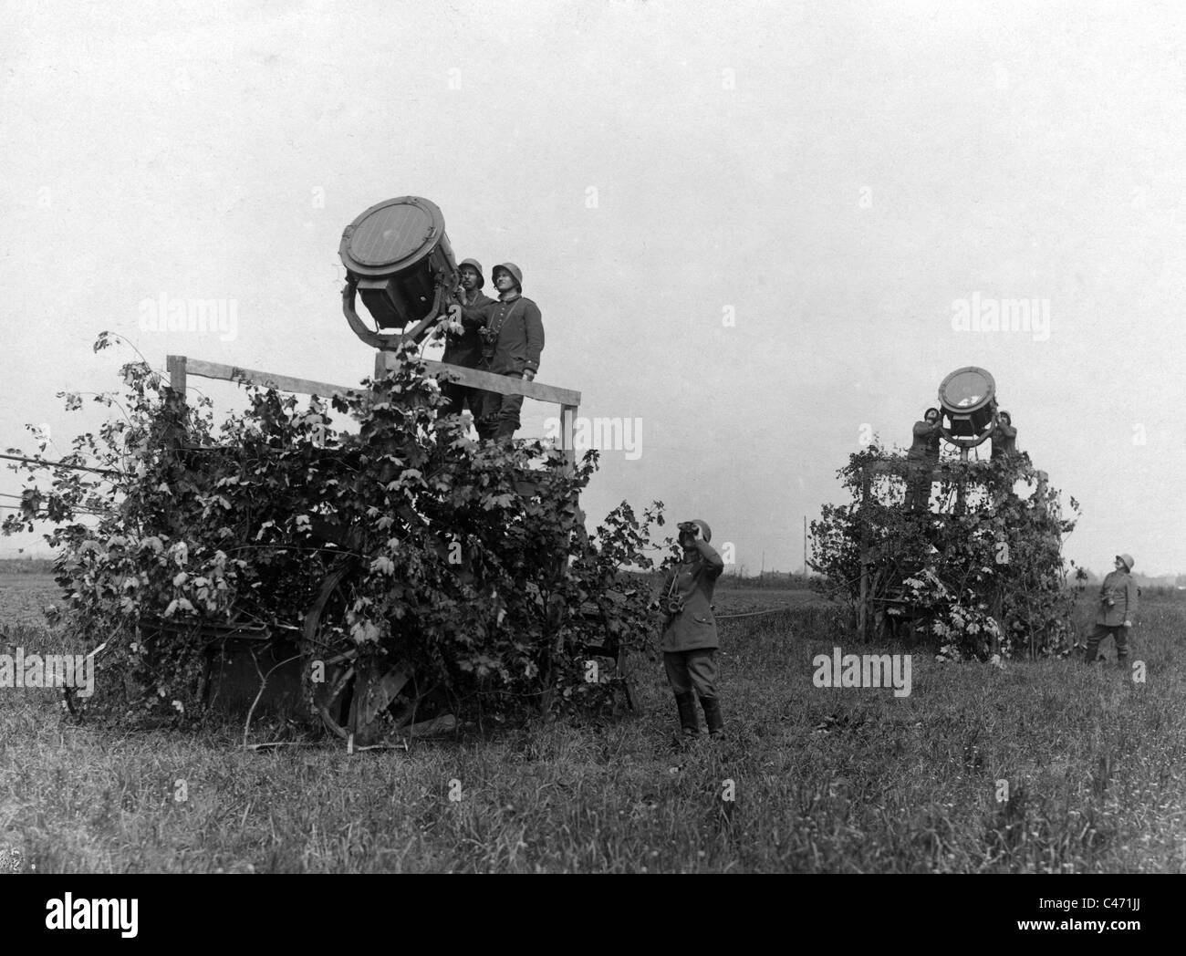German spotlights at the Western Front in World War I Stock Photo