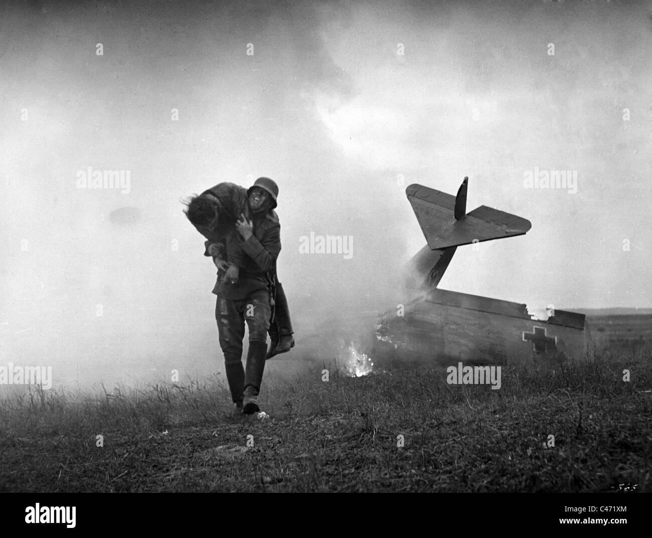Savage of a shot down pilot in the First World War Stock Photo - Alamy