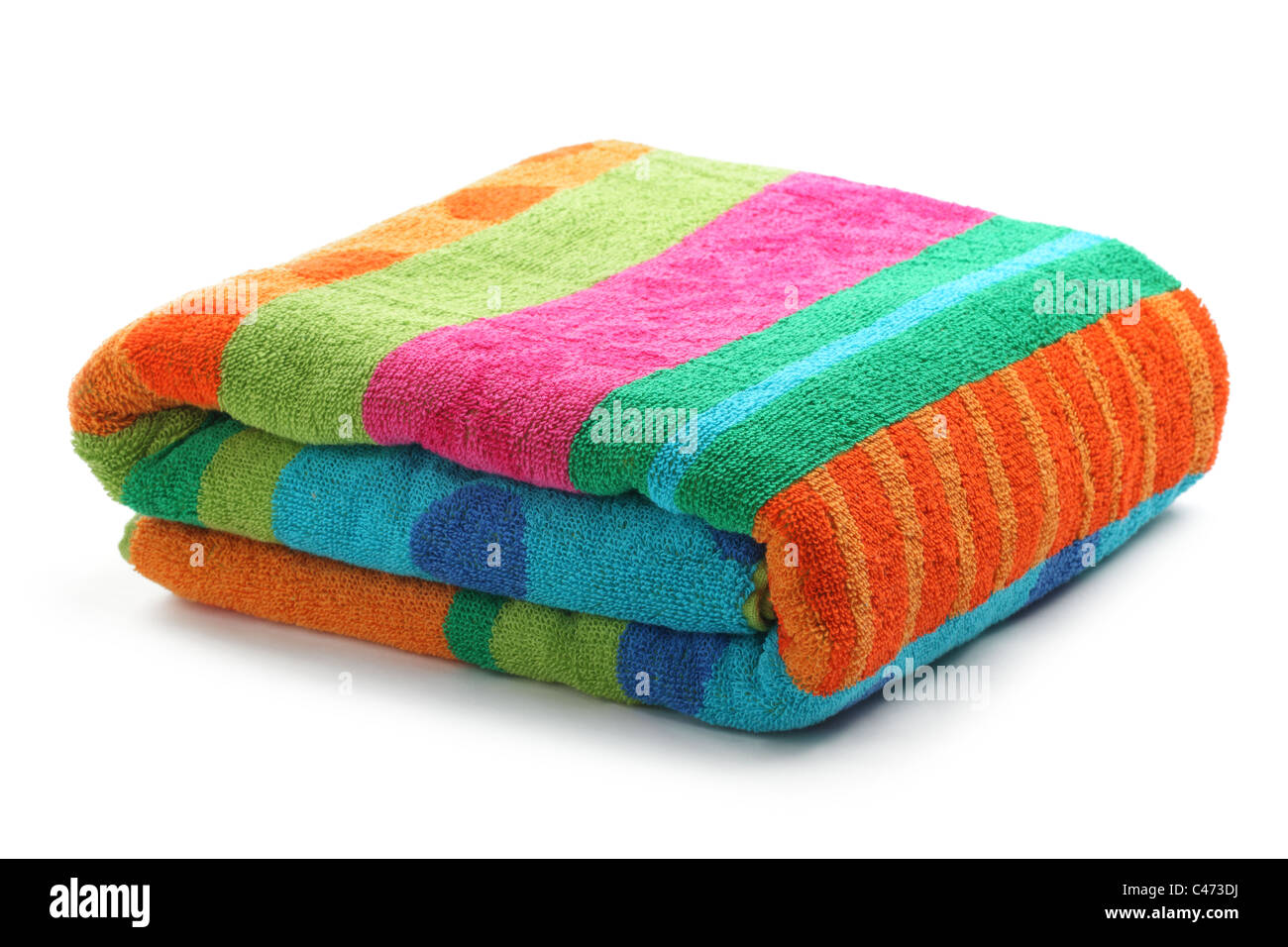 Bath towel isolated on white Stock Photo
