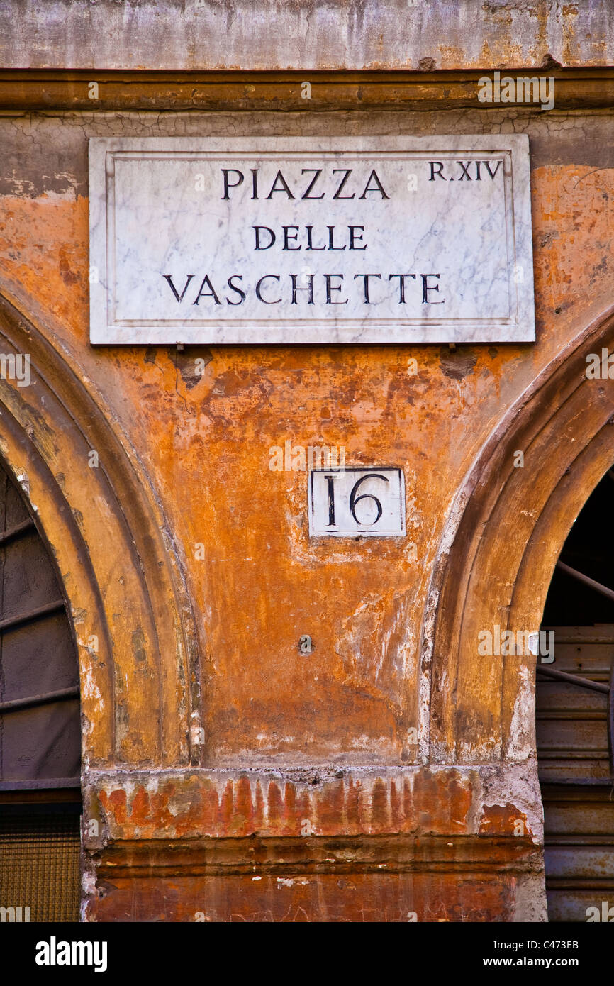 A piazza sign in Rome, Italy Stock Photo