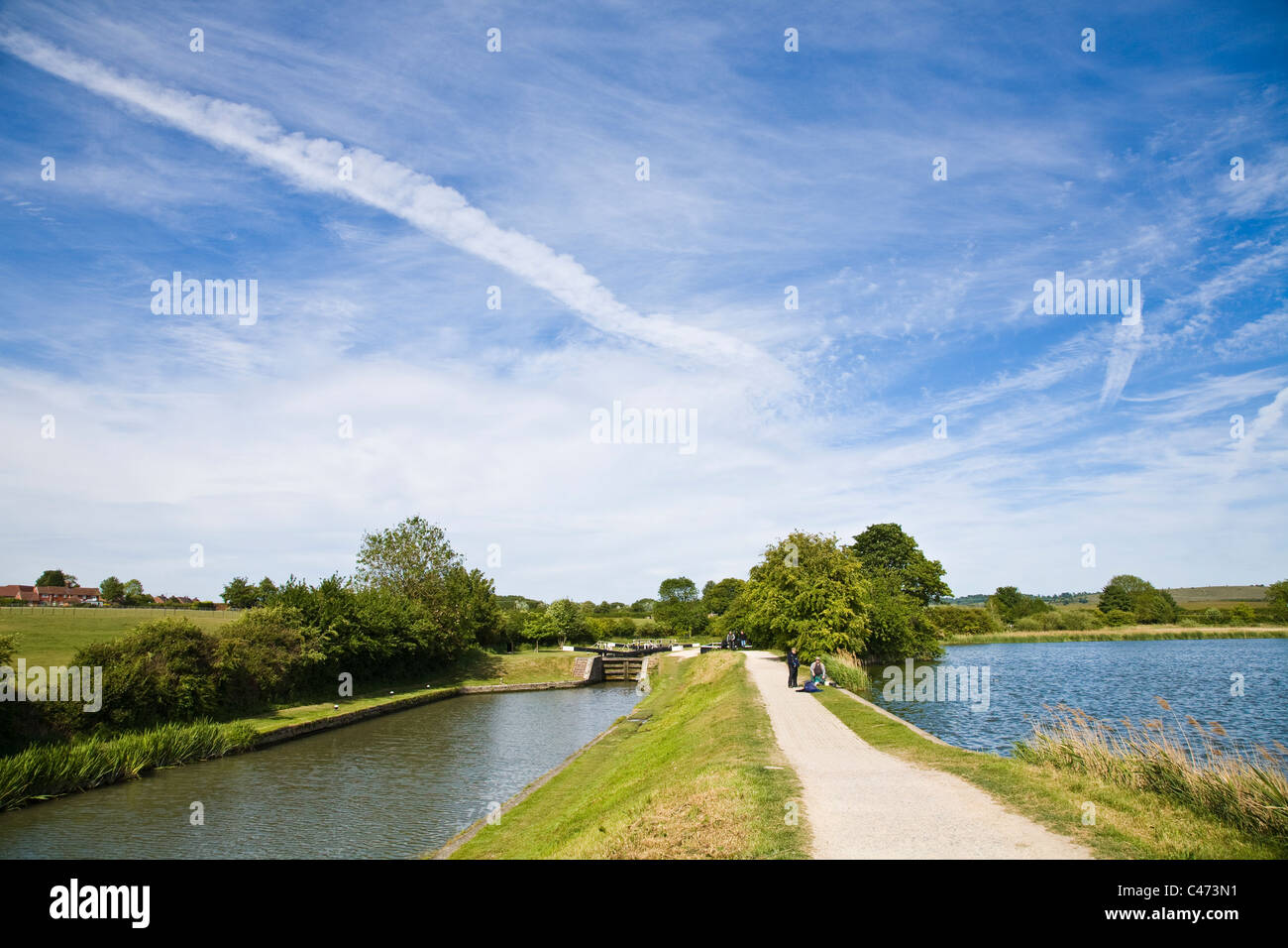 Canal & reservoir at Marsworth Stock Photo