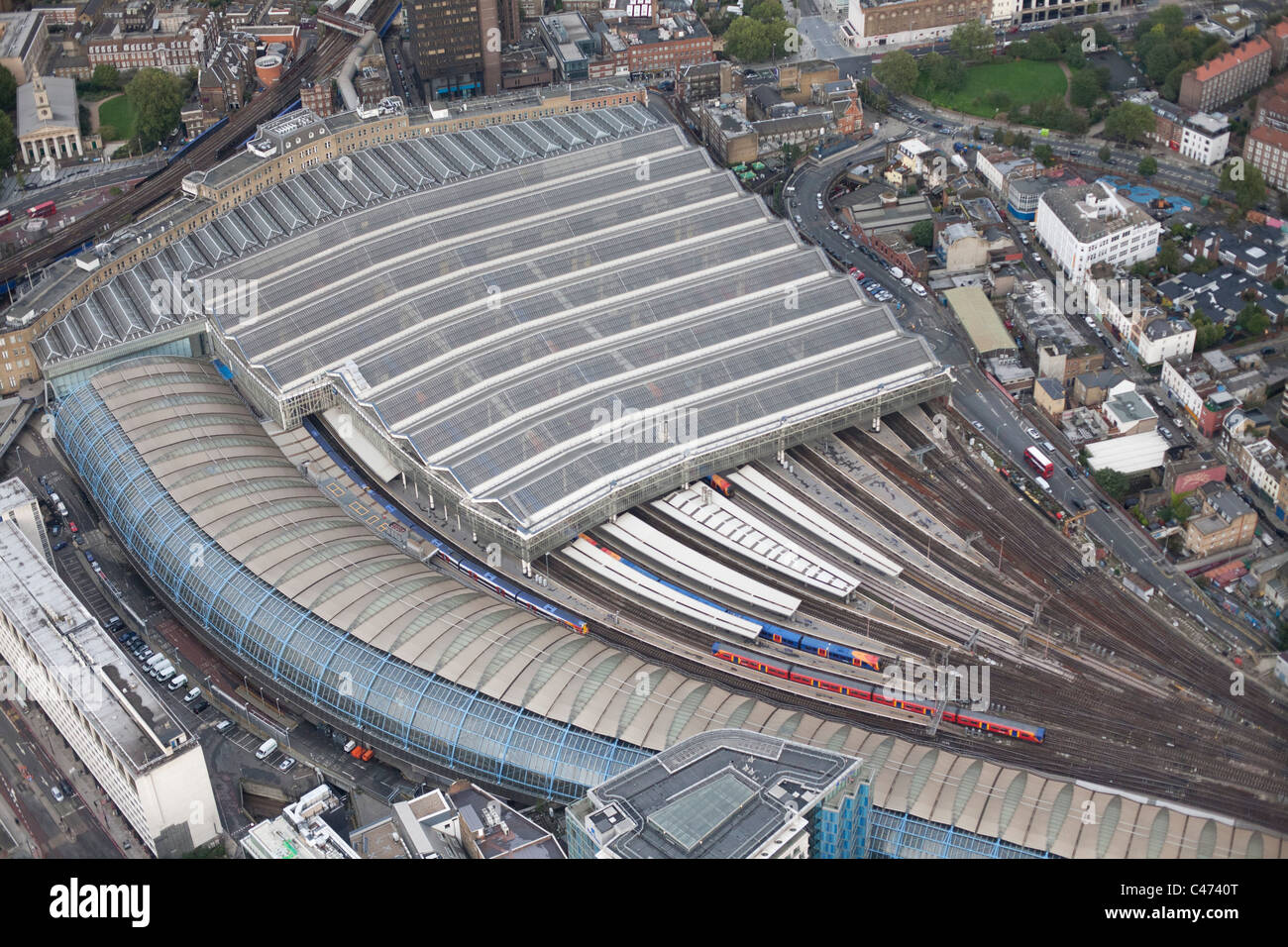 aerial view of waterloo station london uk Stock Photo