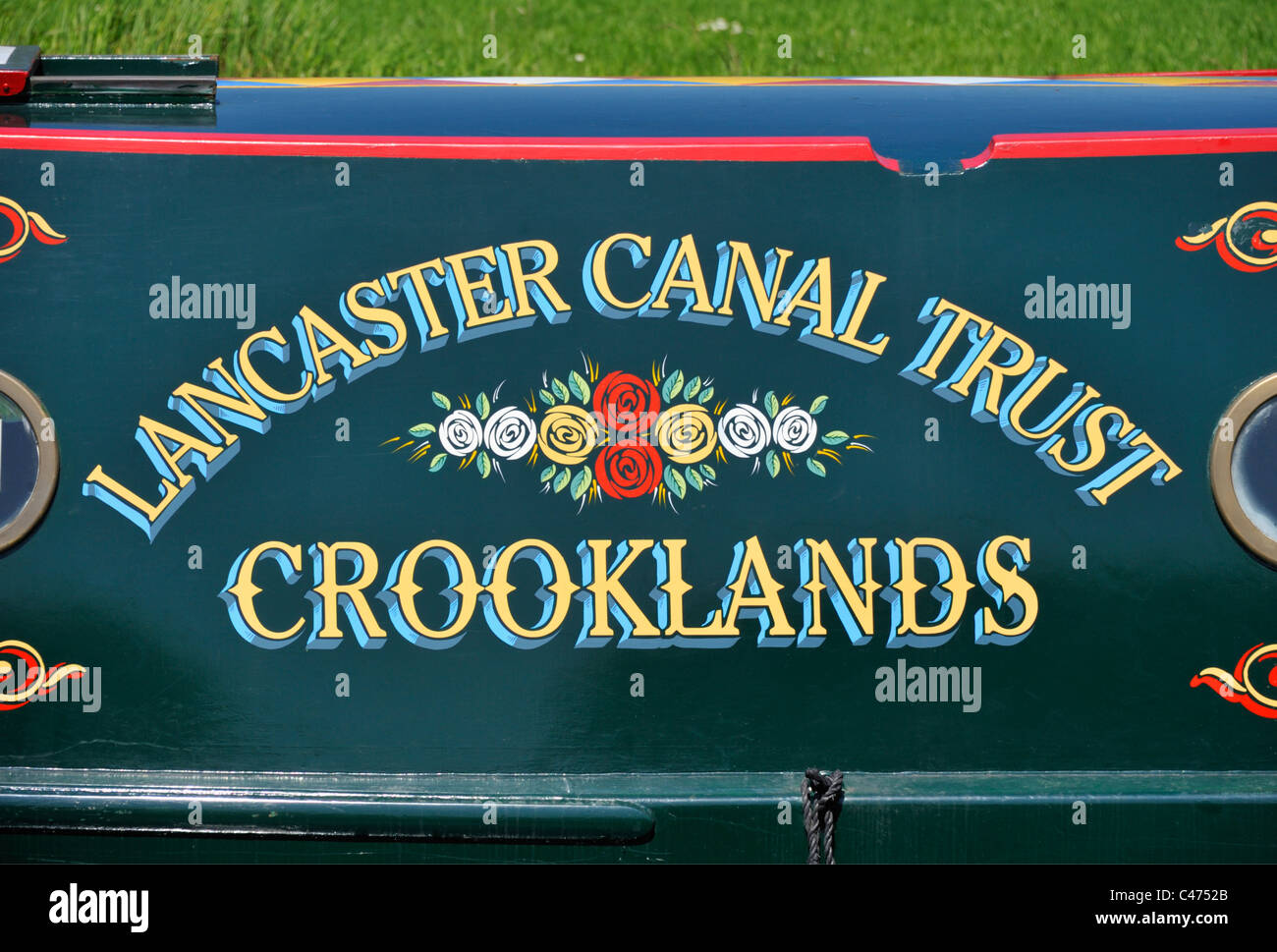 Detail of Lancaster Canal Trust trip boat "Waterwitch". Northern Reach of the Lancaster to