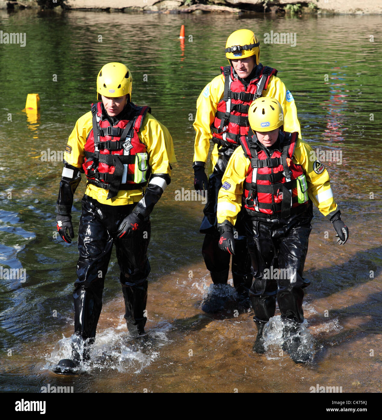 An RSPCA Team inspecting the River Eden at the Appleby Horse Fair, Appleby-In-Westmorland, Cumbria, England, U.K. Stock Photo