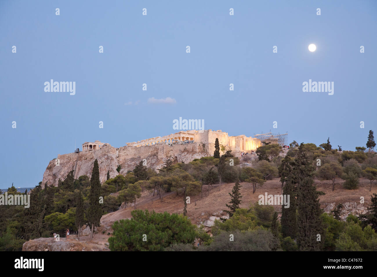 The Acropolis and the Parthenon Temple, Athens Greece Stock Photo