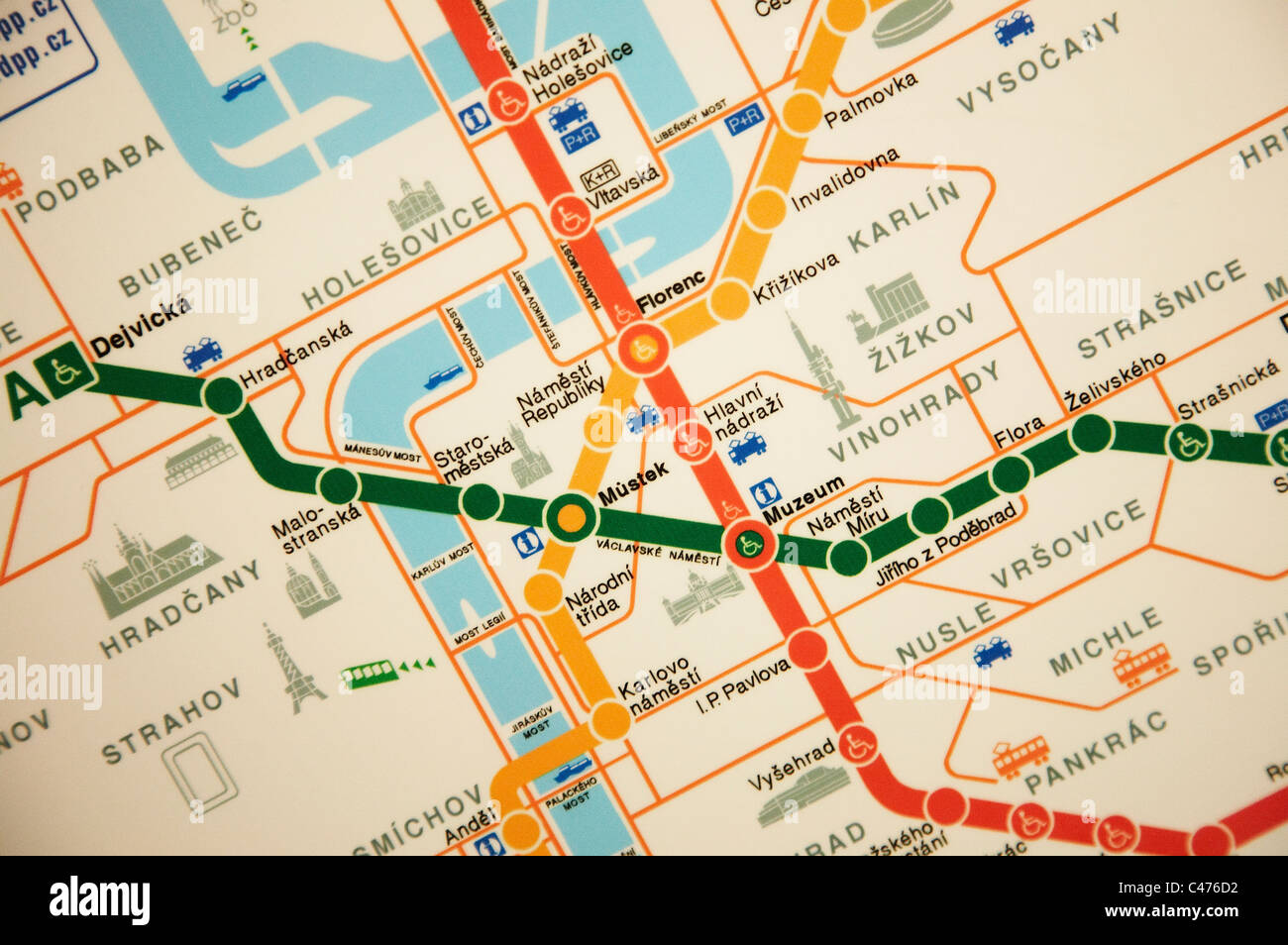 A close up of the Prague metro map Stock Photo - Alamy