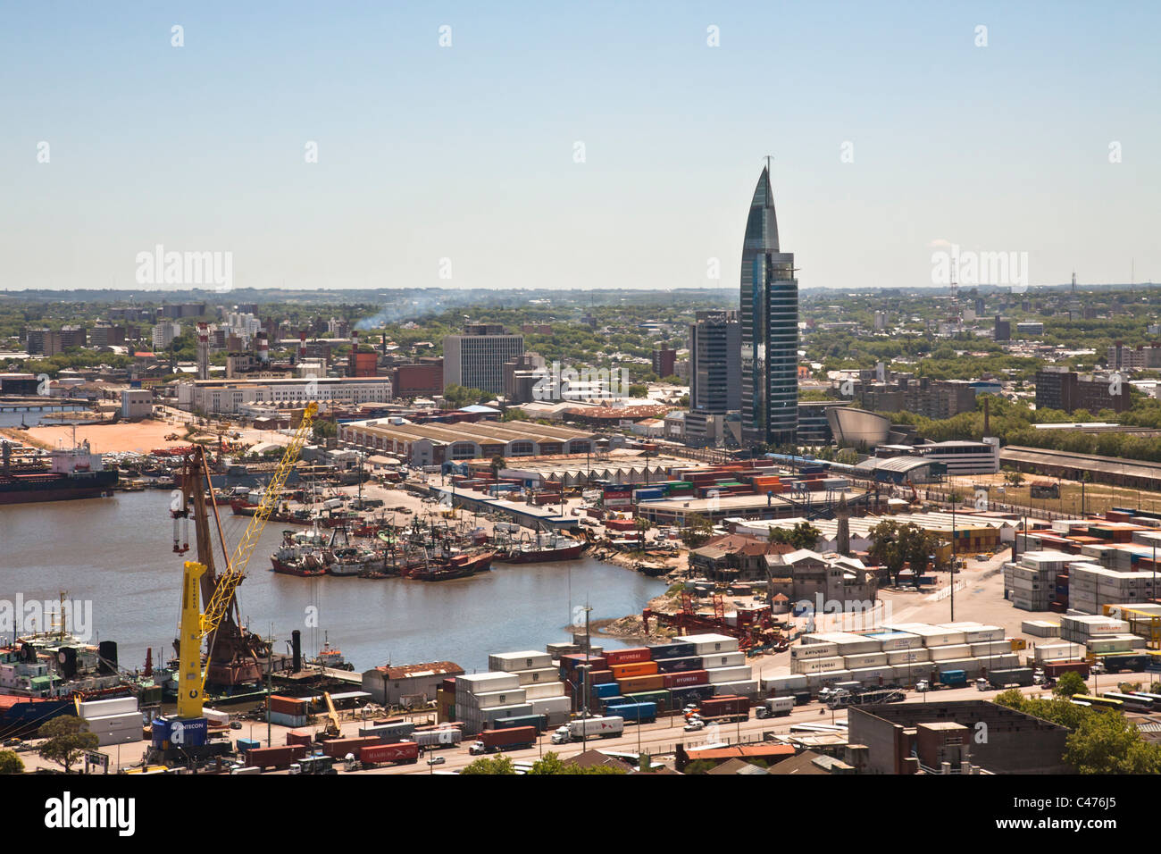 Montevideo Harbour and ANTEL Tower, Uruguay Stock Photo